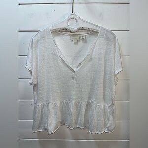 CYNTHIA ROWLEY – 100% Linen Ruffle Hem Top (XL)